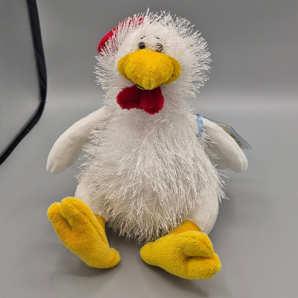 Ganz Webkinz Chicken Plush HM205 White Shaggy Farm Bird New With Sealed Code Tag